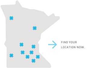 map of Minnesota with markers for Meridian Programs locations